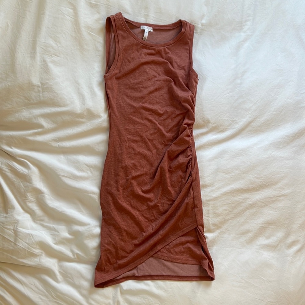 Leith ruched bodycon dress in coral